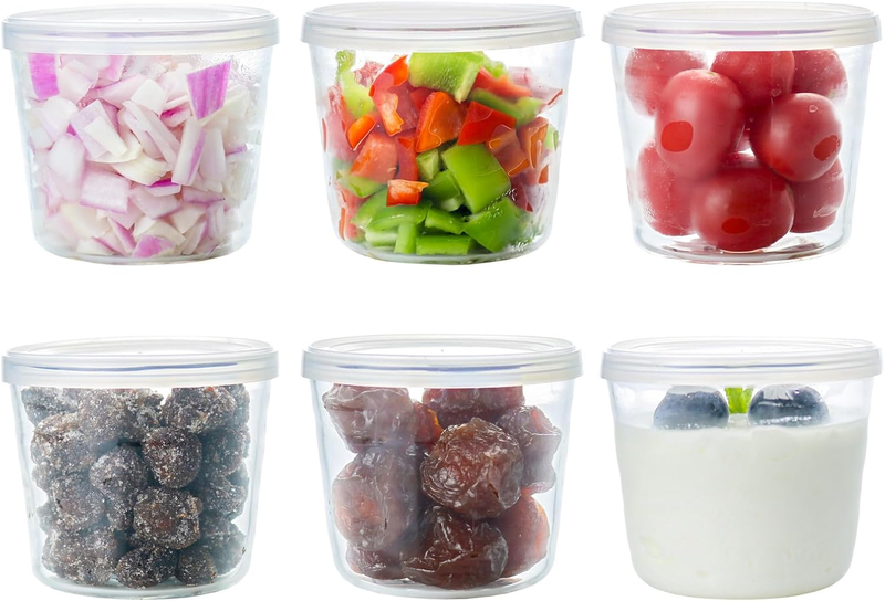 Hillspring Small Glass Bowls with Removable Lids, Set of 6, Portion Dessert Bowl