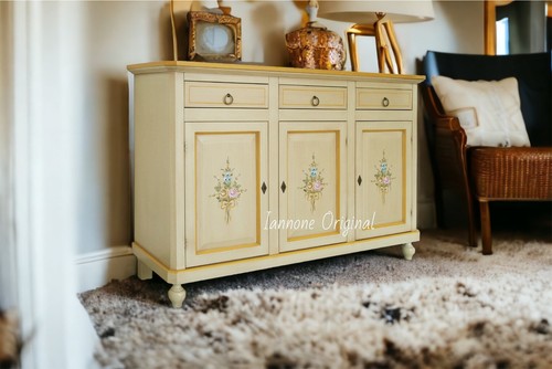 CREDENZA  DIPINTA A MANO  AVORIO DECORATO