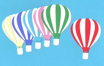 Hot Air Balloon Die Cuts -4'' tall LAYERED, 3 pc. Scrapbooking, Greeting Card