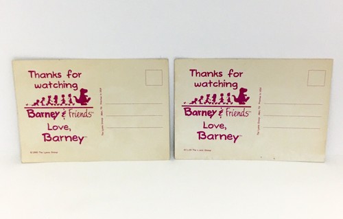 2 X Rare Vintage 1993 Barney & Friends Promotional Postcards