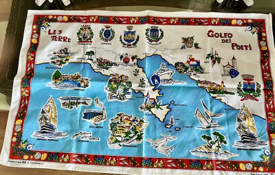 Cinque Terre Map Table Cover Souvenir Wall Hanging 21x34