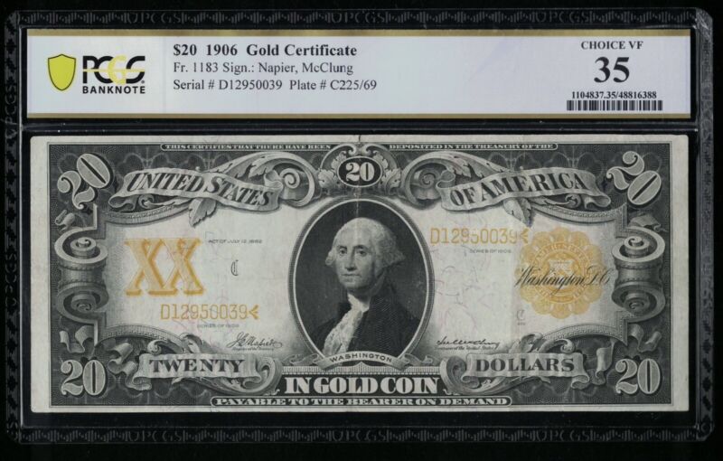 SC 1906 $20 SCARCER Year Fr.1183 PCGS 35 BOLD COLOR (039)