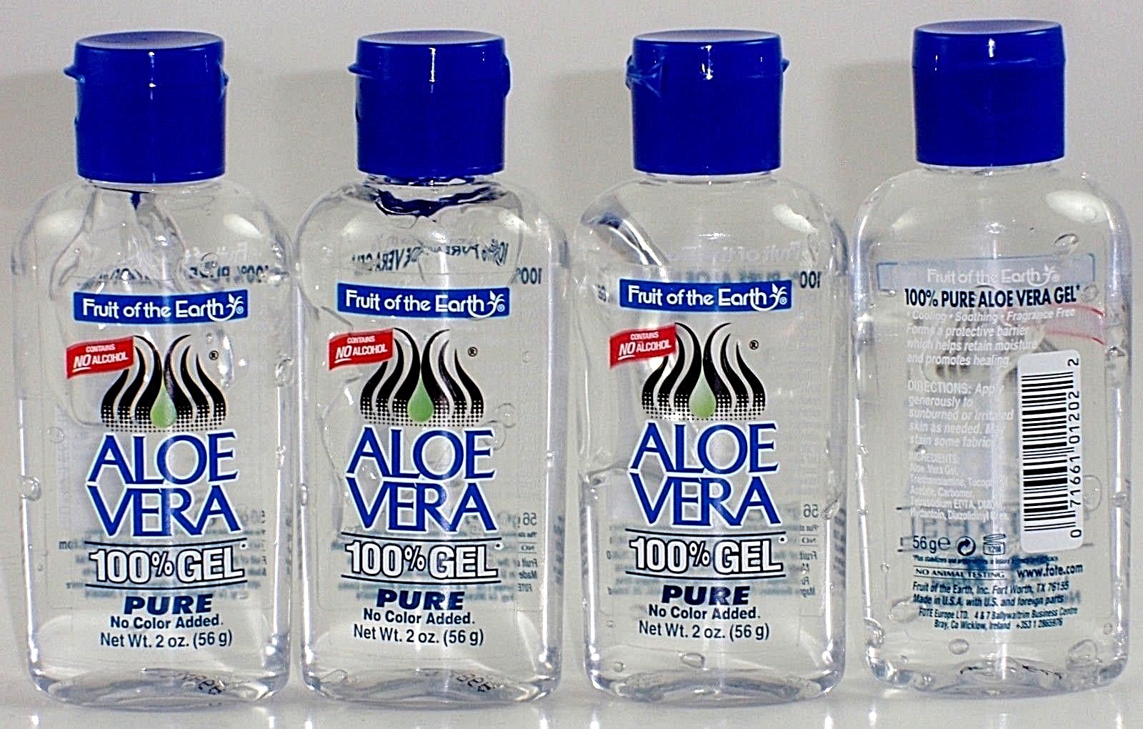 4 FRUIT OF THE EARTH ALOE VERA 100% GEL PURE 2 OZ (56g) EACH = 8 OZ (224g)