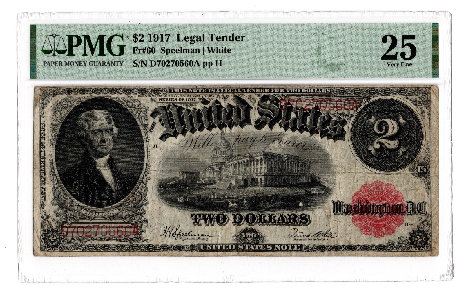 70s VTG NOS New! アメリカンファミリースケールデッドストック USA 1917 $2 FR#60 PMG VF-25 Speelman / White D70270560A | eBay