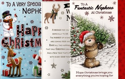 Nephew Christmas Card Choice Of  Cute And Traditional Designs 7"x5"