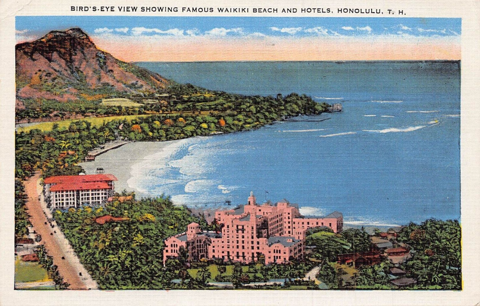 HONOLULU TERRITORY HAWAII~BIRDS EYE VIEW WAIKIKI BEACH HONOLULU TERRITORY HAWAII~BIRDS EYE VIEW WAIKIKI BEACH