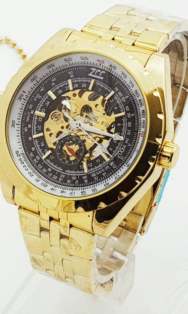 Orologio Polso ZCC 1270 Uomo Automatico Acciaio Fashion Dorato Nero lac