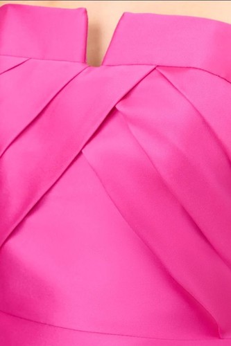 Pre-owned Aidan Mattox Strapless Mikado Gown With Pleated Bodice In Magenta