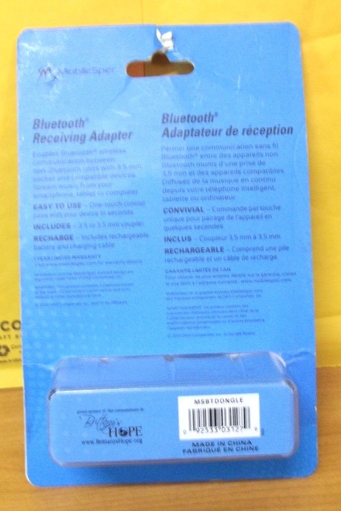 MobileSpec Bluetooth Receiving Adapter-Makes Non-Bluetooth into Bluetooth capabl