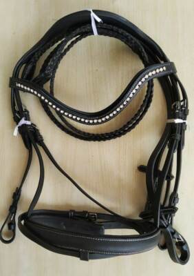 RSI Leather Headstall BRIDLE Sparkling Studs Des with Matching Reins Horse tack
