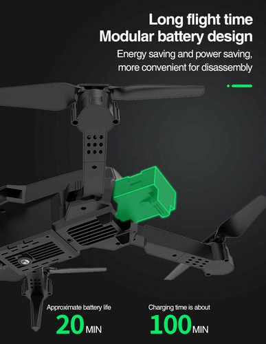 4K HD Dual Camera RC Drone WIFI FPV Folding Wide Angle Selfie Quadcopter Battery