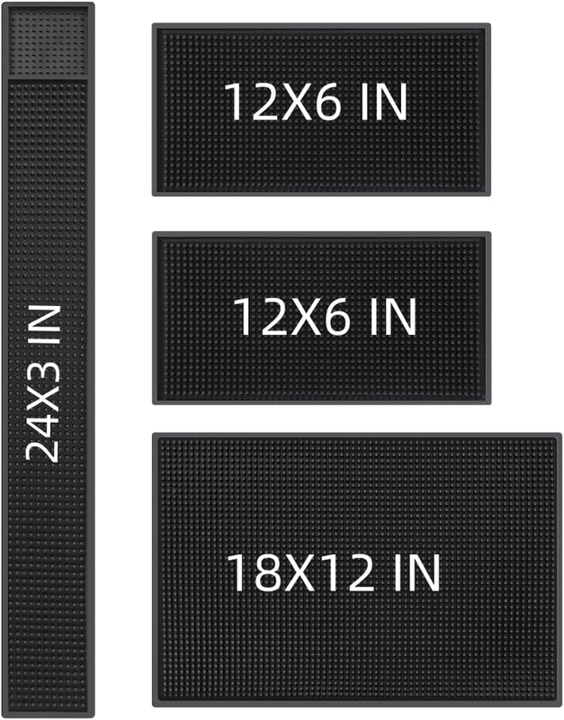 Bar Mat 4Pack 0.3" Thick Durable Bar Mat for Spills Service Mat for Coffee Bars