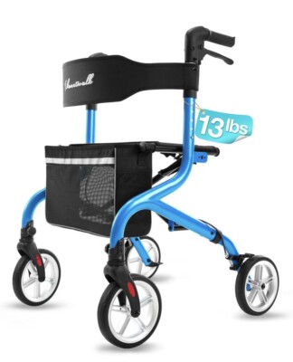 New Planet Walk Super Lightweight Rollator Walker w/Seat All-Terrain 300lbs