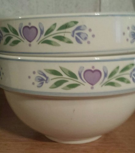 Tienshan Stoneware Laurel Hearts Bowls - Set of 2