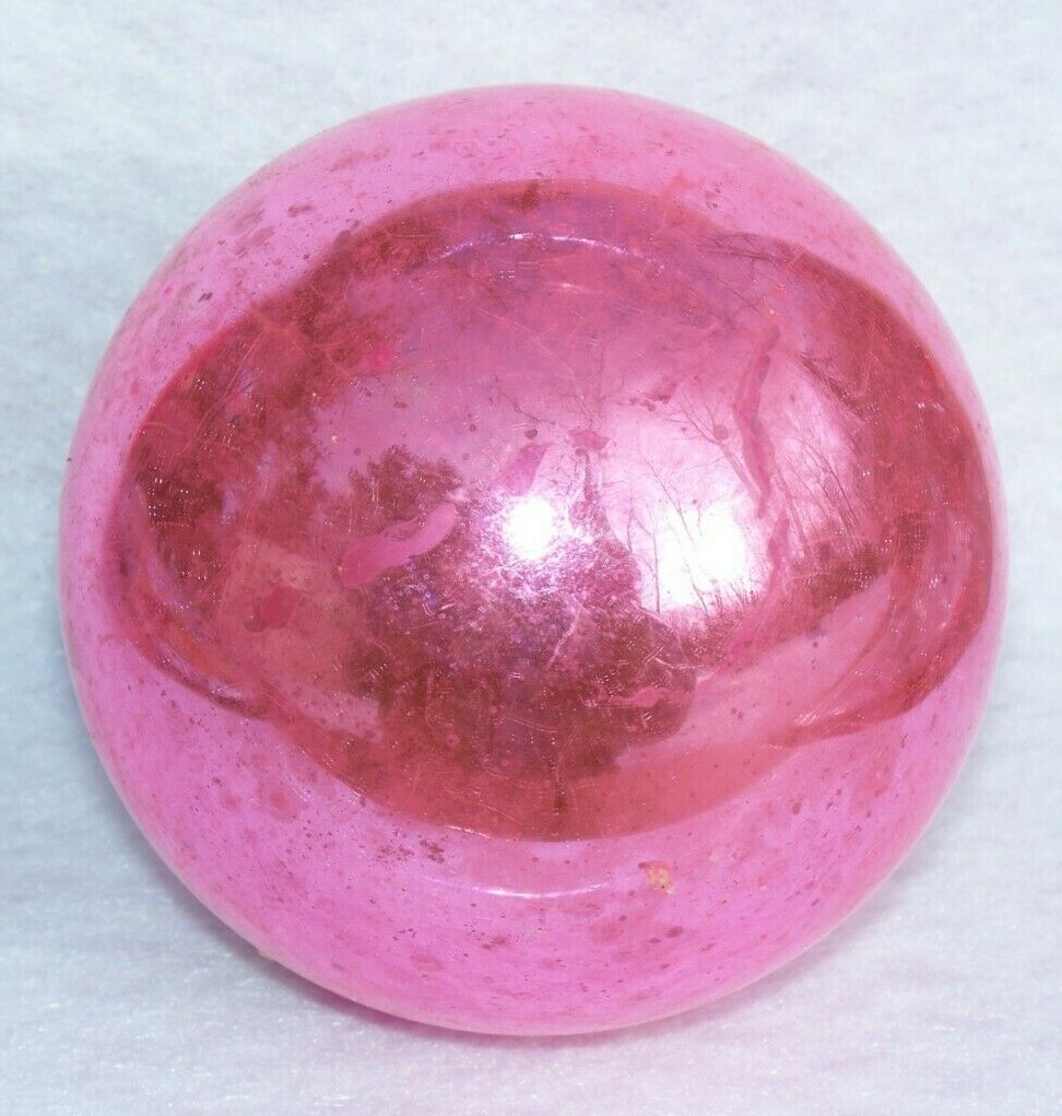 VINTAGE LARGE SHINY BRITE PINK SNOW CAPPED MERCURY GLASS CHRISTMAS ORNAMENT