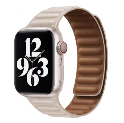 For Apple Watch Leather Link Band Magnetic Strap iWatch Ultra 9 8 7 6 SE 38/49mm