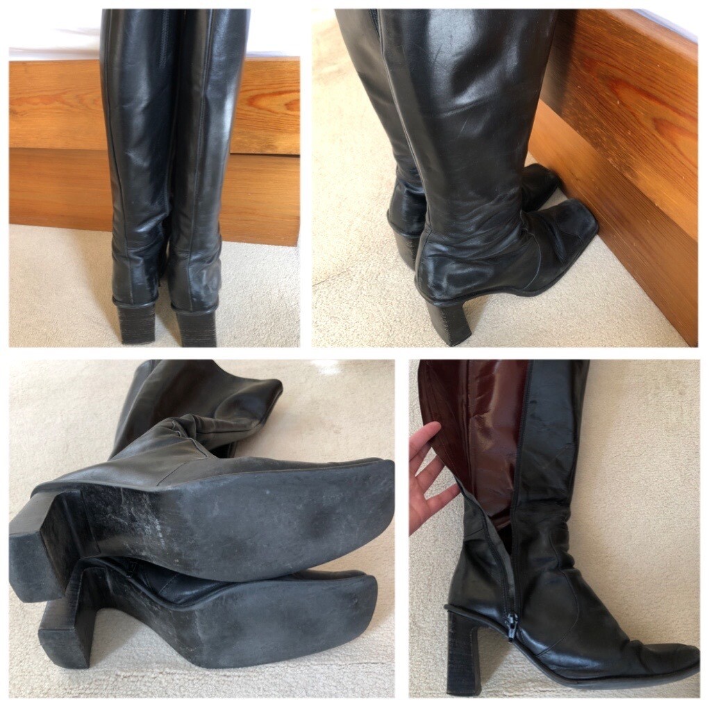 LADIES BLACK LEATHER KNEE HIGH BOOTS, SIZE 5.5 (38.5) | in Ealing, London | Gumtree