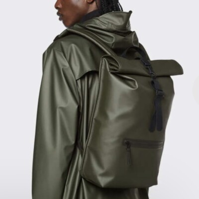 NWT Rains Rolltop Rucksack Backpack - Evergreen (Unisex)