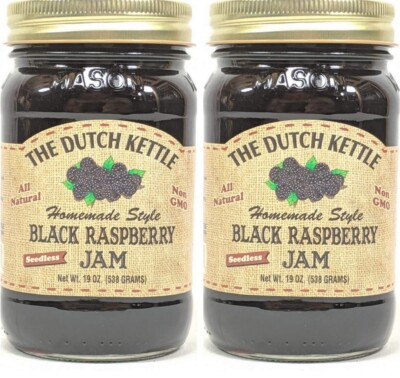 Dutch Kettle Amish Homemade Style Jam & Jellies 1 Set of 2 in Reusable Jars
