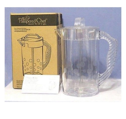 NEW PAMPERED CHEF 2 QT QUICK-STIR PITCHER FROSTED DOTS CLEAR #2272-INSTRUCTIONS
