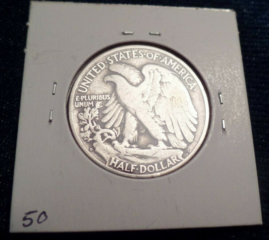 #50 VERY GOOD WALKING LIBERTY SILVER HALF DOLLAR 1936 D VG