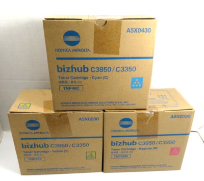 Genuine Konica Minolta Bizhub C3350 C3850 Color Toner Set TNP48M TNP48C TNP48Y
