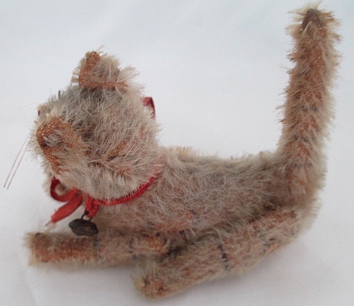 RARE ANTIQUE VERY EARLY MOHAIR STRAW STUFFED JOINTED MINIATURE CAT STEIFF?