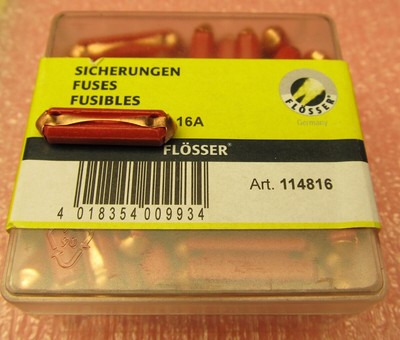 5 Fuses Bullet Ceramic ATS GBC Torpedo 16A (Red), Flosser Germany