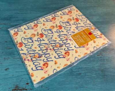 Vintage 1980s American Greetings Gift Wrap Herself The Elf Flowers New Old Stock