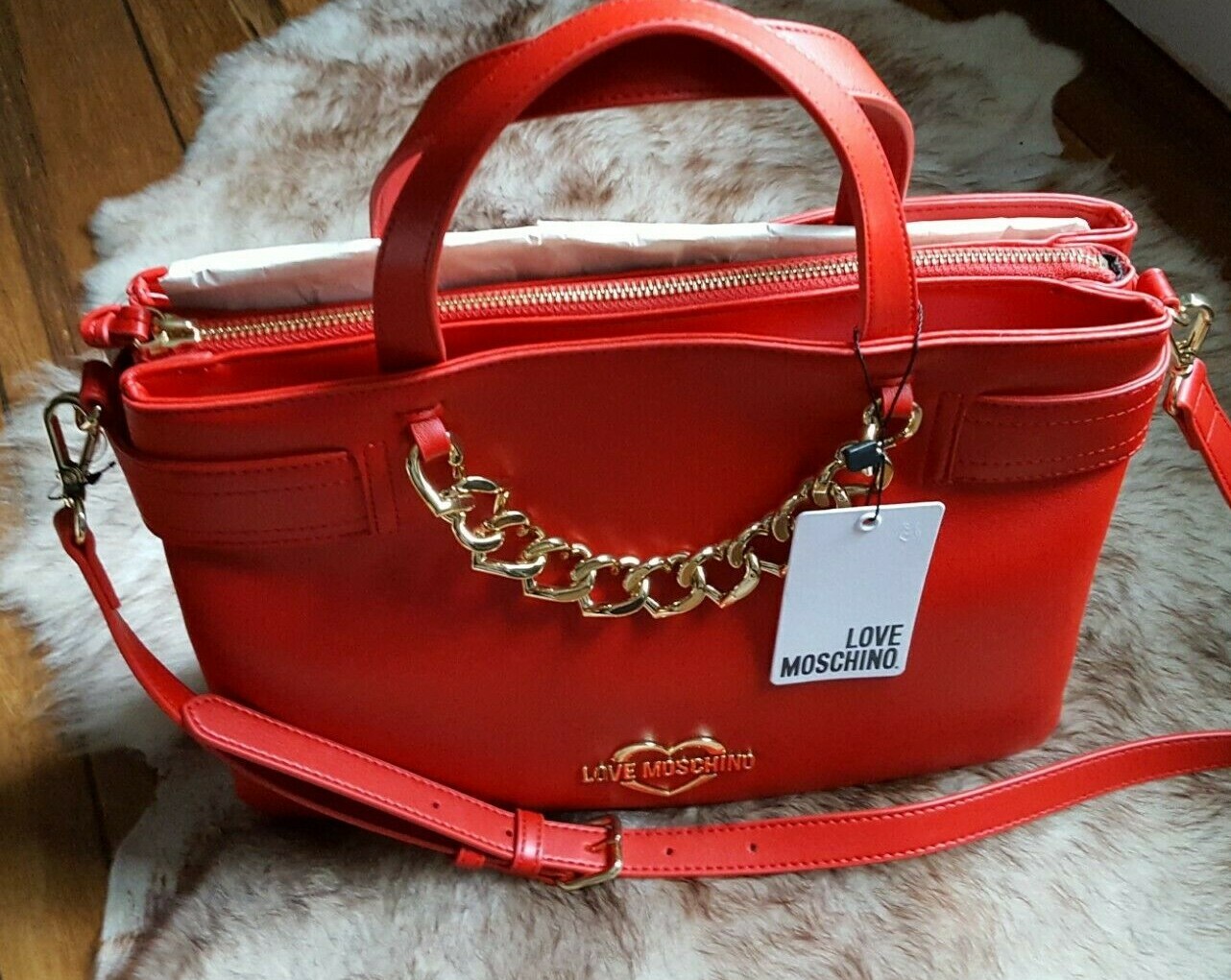 LOVE MOSCHINO - NEW W/ TAG - Satchel Shoulder Bag, Red