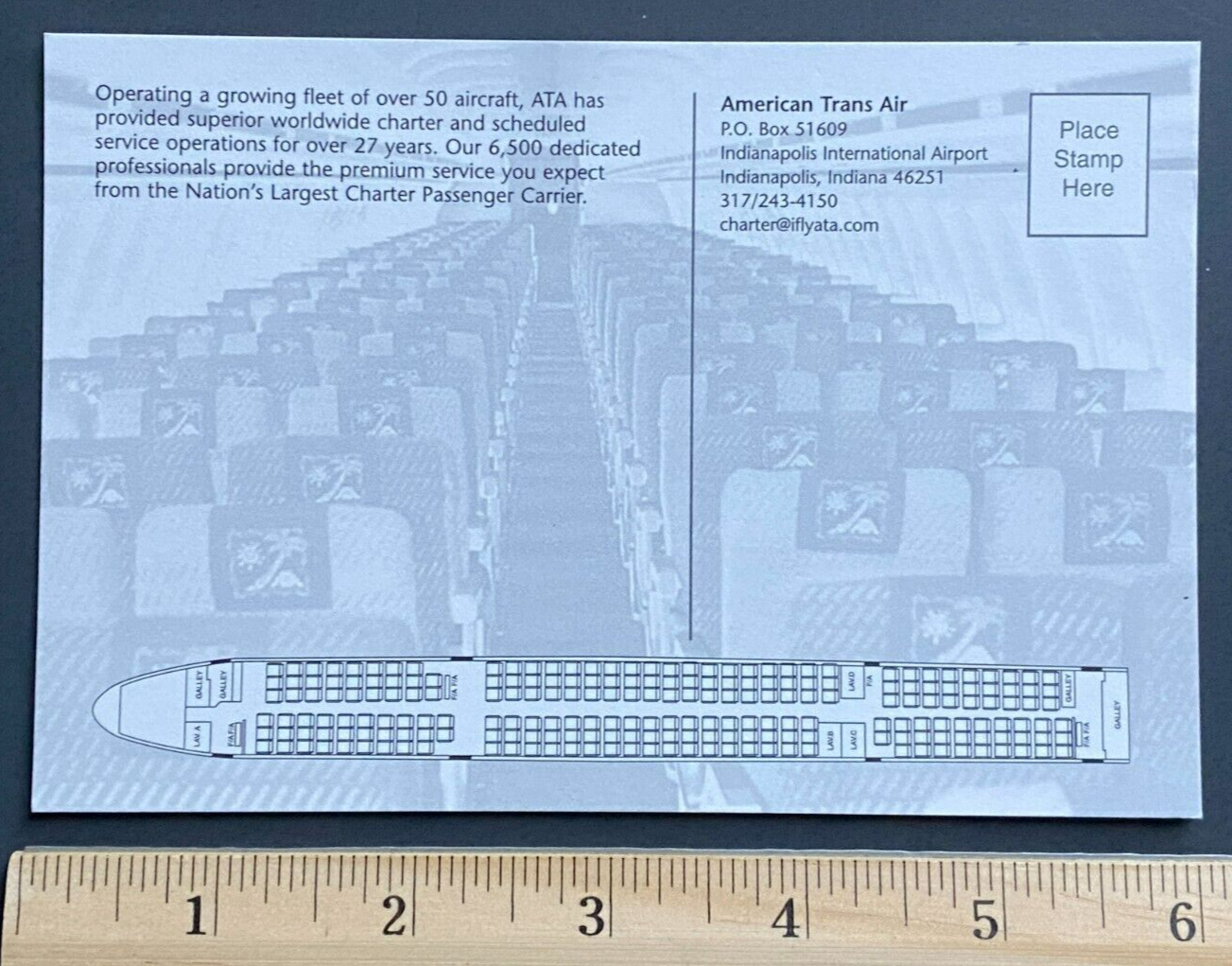 ATA American Trans Air Boeing 757-200 N59AW Aircraft Postcard - Airline Issued