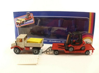 Siku N°3533 Unimog U1500 Trailer Lift Forklift Linde 1:55 Boxed