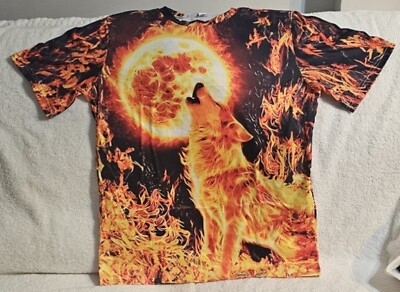 WOLF FIRE FLAME FLAMES SUN ANIMAL T-SHIRT SHIRT