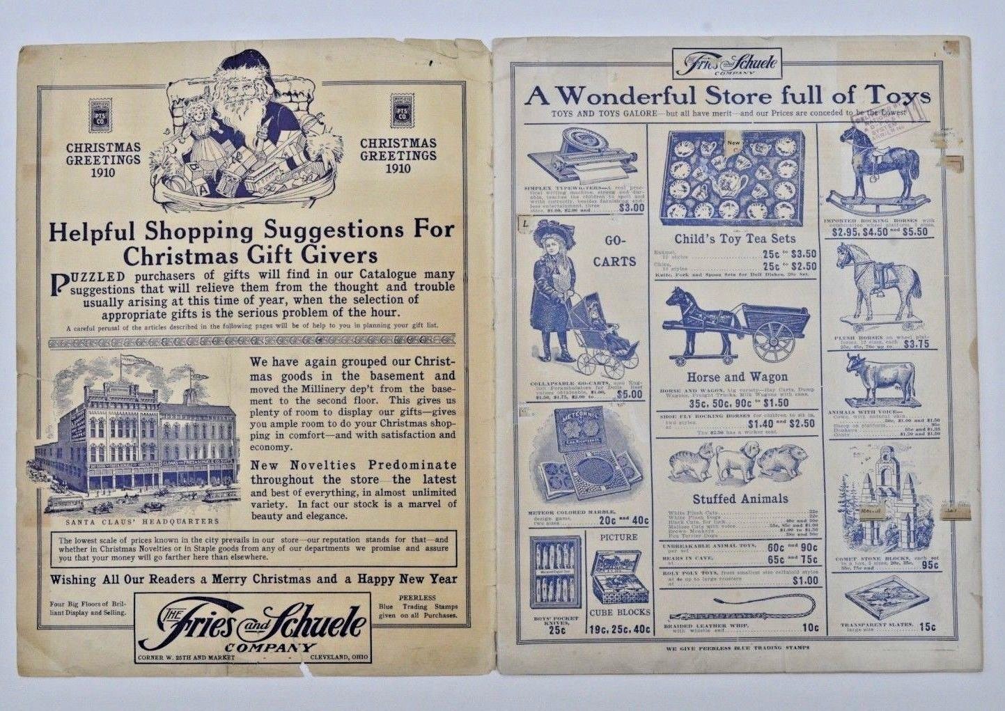 RARE 1910 Christmas Department Store Catalogs Santa Claus Antique Advertising