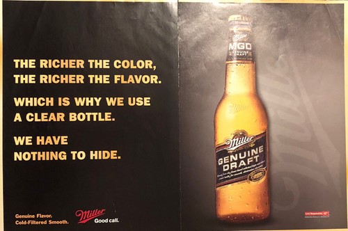 2004 Miller Genuine Draft Beer PRINT AD Clear Bottle Nothing