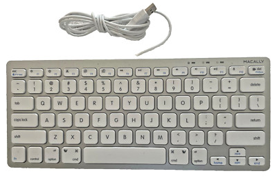 Macally USB Wired Compact Keyboard White for MAC/Windows