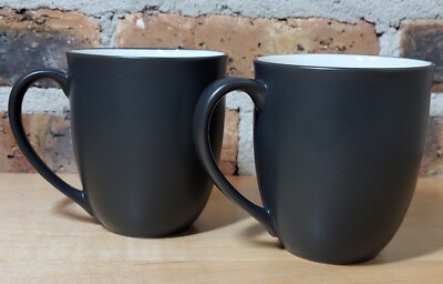 2ct Noritake Colorwave Graphite 8034Y Black White Stoneware Coffee Cups Mugs