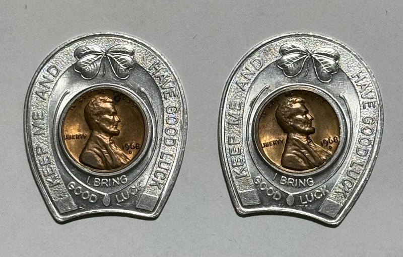 1968-D Lincoln Cent Good Luck Lucky Penny (x2) E.J. Novotny Kansas