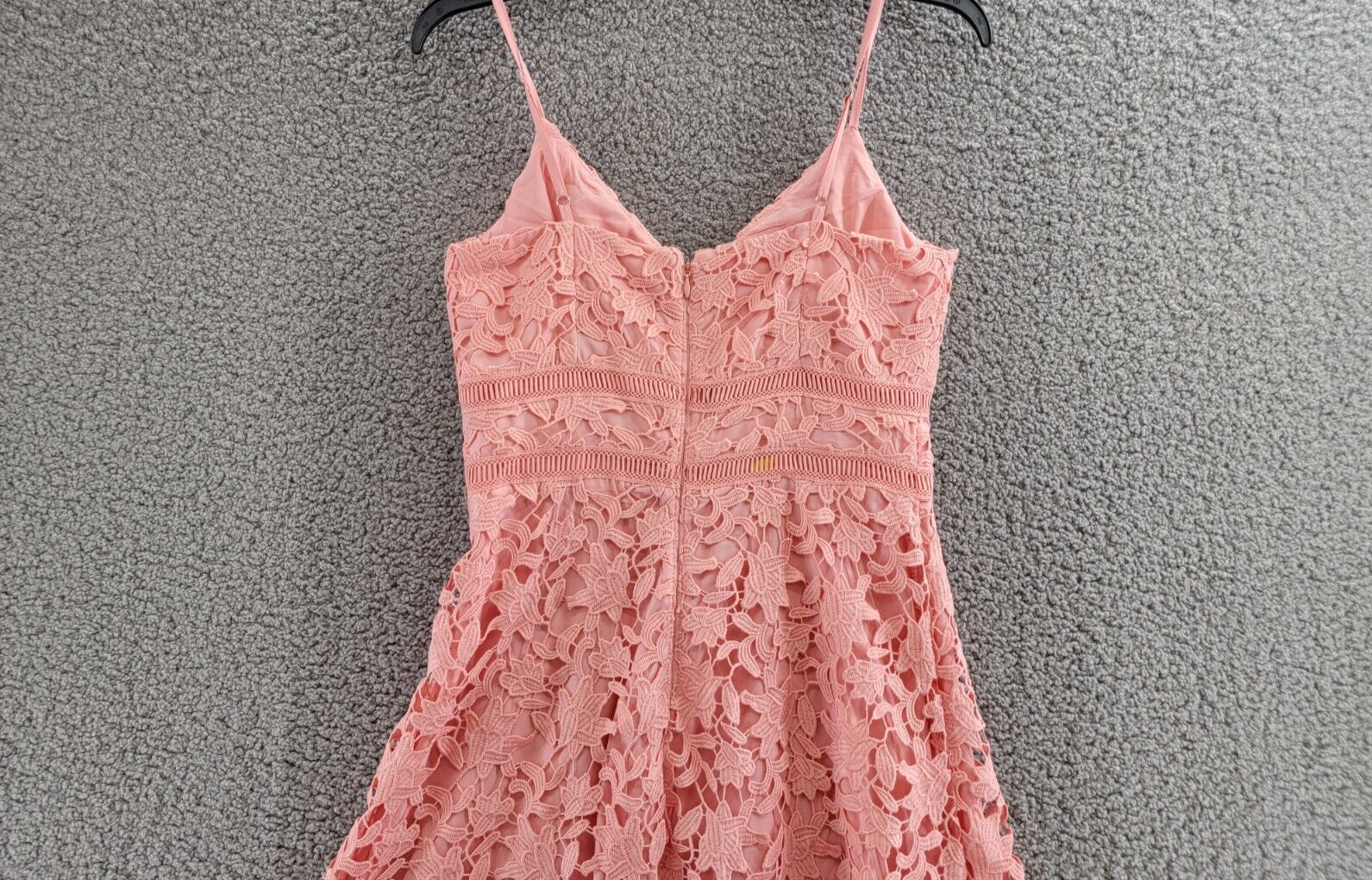 Eliza J Asymmetric Hem Lace Dress Women's 4 Peach Sleeveless Back Zip Closure - Picture 10 of 16