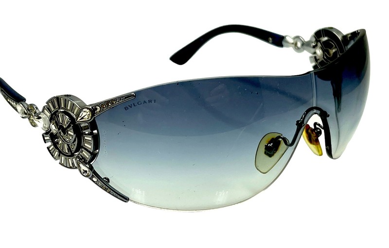 LTD. ED. BVLGARI ITALY 6039-B GRADUATED BLUE LENS SWAROVSKI