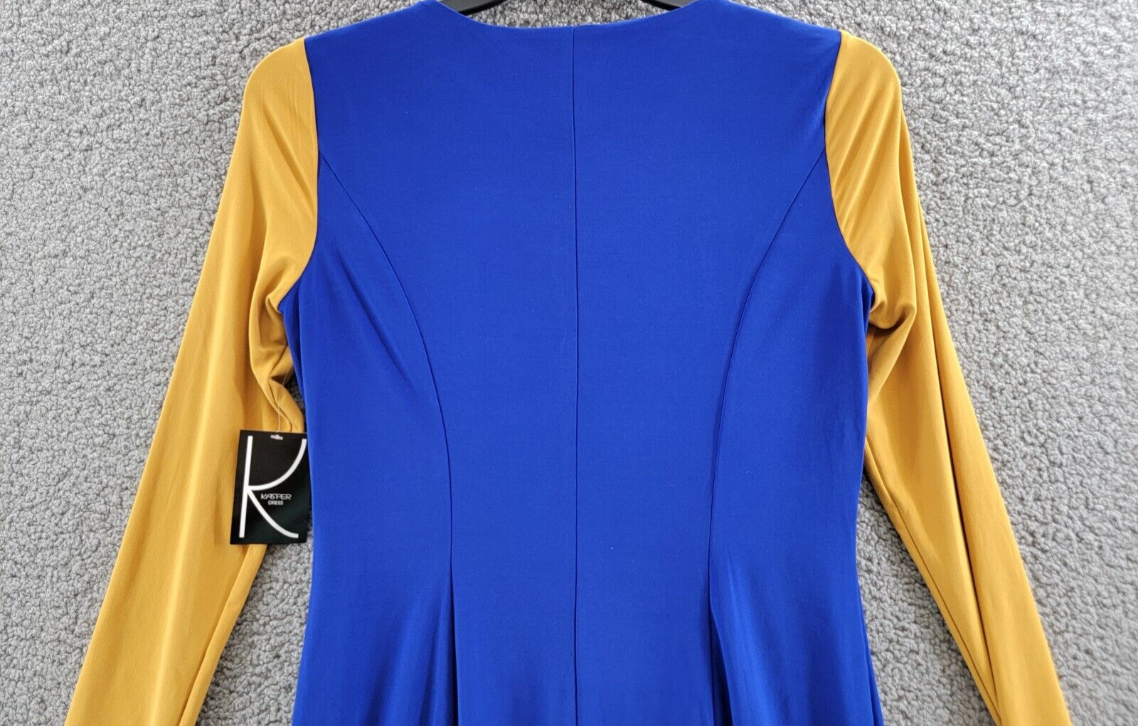 KASPER Colorblock Knot-Neck Sheath Dress Women's S Royal Blue/Gold Pullover L/S - Picture 10 of 12
