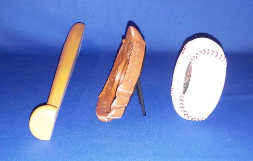 3 pc LOT - Baseball Frame Bat Glove Ball - Very Cool