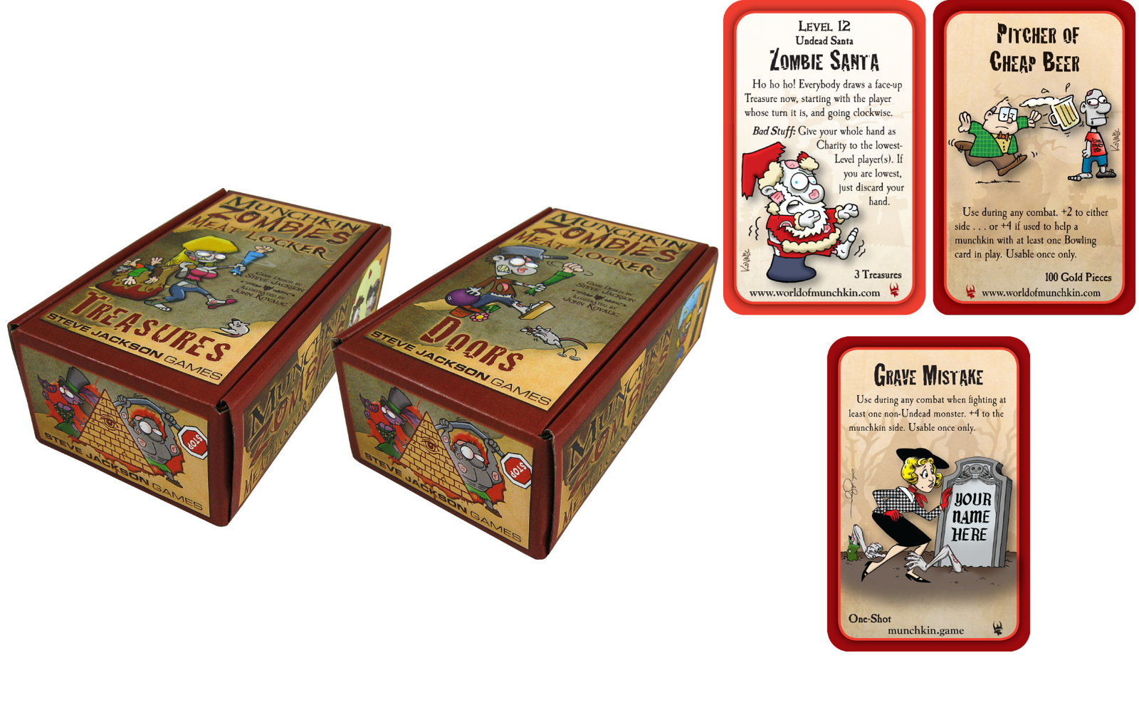 Meat Lockers w/ Santa Grave Mistake Pitcher Promos Munchkin Zombies Card Game