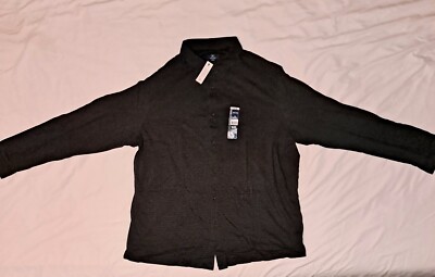 George Mens 3XL (54-56) Super Soft Black & Gray Striped Dress Shirt