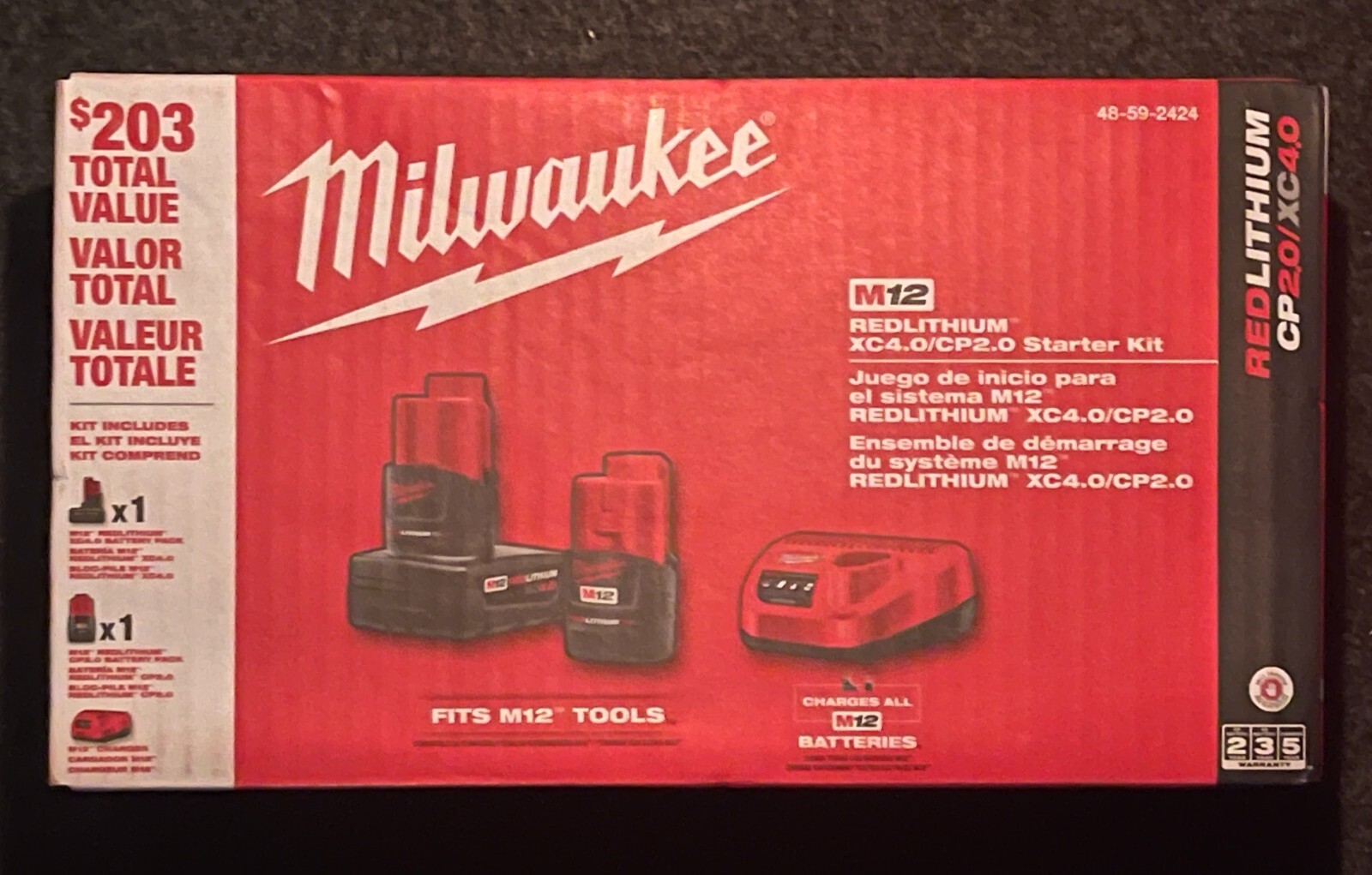 yuki　1212 Milwaukee (48-59-2424) M12 XC 4.0 Ah CP 2.0 Ah Battery