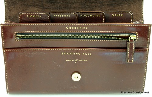 Aspinol of London Deluxe Travel Wallet Brown Genuine Leather