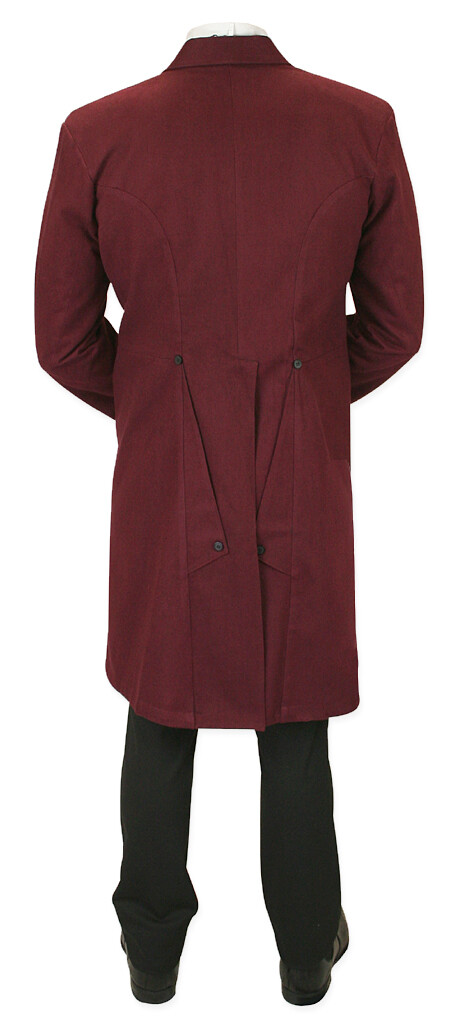 Pre-owned 100% Men's Gillespie Brushed Wool Frock Coat In Mehroon