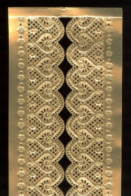 Scrap Die Cut German Dresden Ant.Gold Foil Paper Heart Lace Edging Hearts