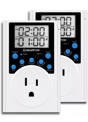 [2 Pack] Timer Outlet, Nearpow Multifunctional 2.4''D x 2.9''W x 4.3''H, Blue 