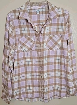 Croft & Barrow Plaid Flannel Button Down Size Small Woman's